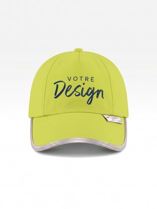 Exemple de marquage personnalisé sur la casquette de sécurité fluo RC35 Exemple de marquage personnalisé sur la casquette de sécurité fluo RC35