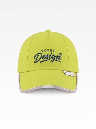 Exemple de marquage personnalisé sur la casquette de sécurité fluo RC35