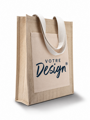 Sac shopping toile de jute KI0221 vu de coté 