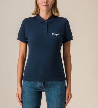 mannequin femme de face portant le Polo Stella Coaster personnalisable