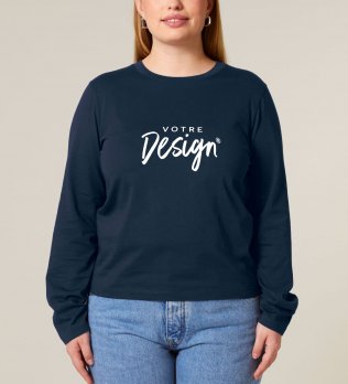 mannequin femme de face portant le T-shirt Stella Muser Manches Longues personnalisable