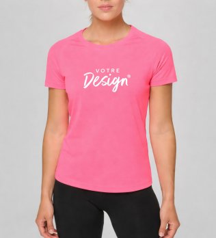 Tee shirt de sport pour femme PA439 en coloris Fuorescent Pink avec votre design