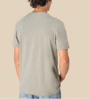 mannequin homme de dos portant le T-shirt écoresponsable en coton bio et lin unisexe personnalisable