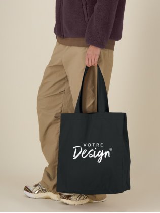 Mid Tote Bag STAU116 Black personnalisé avec votre logo, porté à la main