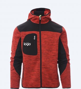 Veste softshell TRIP effet chiné rouge personnalisée avec votre logo sur la poche poitrine Veste softshell TRIP effet chiné rouge personnalisée avec votre logo sur la poche poitrine