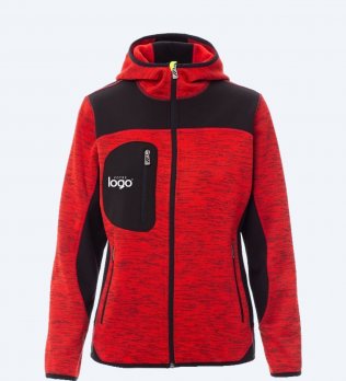 Veste softshell femme Trip Lady effet chiné rouge personnalisée avec votre logo sur la poche poitrine
