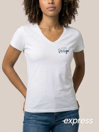 T-shirt col V pour femme à personnaliser livré en 48h