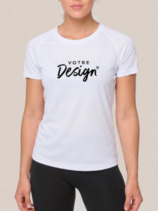 mannequin femme portant le T-shirt de sport femme manches courtes personnalisable Express