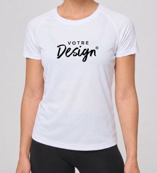 mannequin femme portant le T-shirt de sport femme manches courtes personnalisable Express mannequin femme portant le T-shirt de sport femme manches courtes personnalisable Express