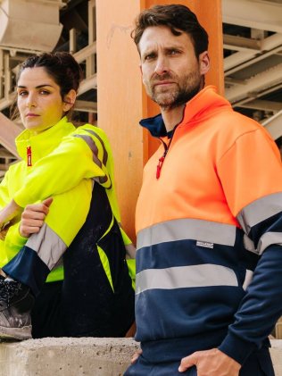Sweat col zippé haute visibilité unisexe