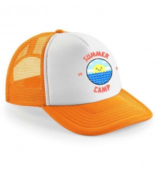 Casquette enfant à personnaliser style trucker en coloris orange/white