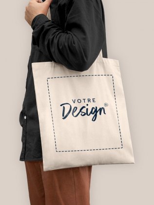 Le tote bag W101 en coloris Natural personnalisé avec votre design dans la zone de personnalisation