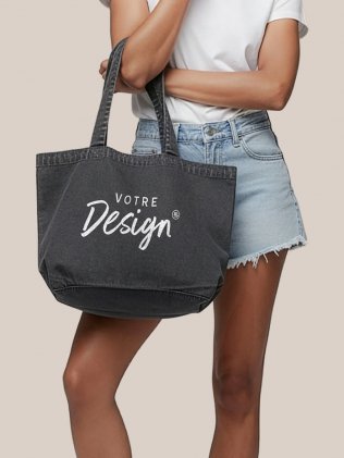 Sac shopping Vintage W345 porté, personnalisé avec votre design
