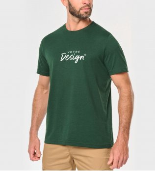 mannequin homme de face portant le T-shirt col rond écoresponsable homme personnalisable