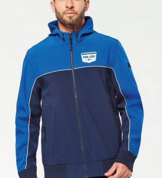 Veste softshell personnalisable WK450 avec exemple de logo floqué