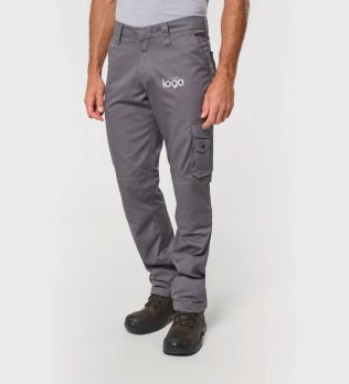 Pantalon de travail multipoches WK795 Convoy Grey vu de face avec emplacement logo personnalisé