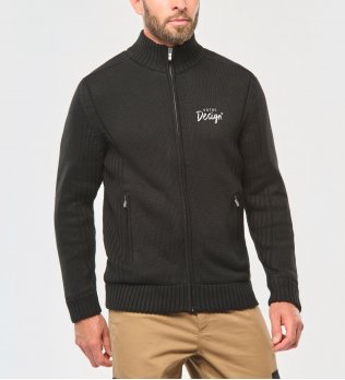 mannequin homme de face portant le Cardigan doublé polaire homme personnalisable mannequin homme de face portant le Cardigan doublé polaire homme personnalisable