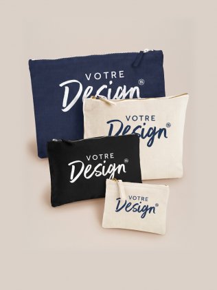 Pochettes en coton Westford Mill WM530 personnalisées avec votre design, en Navy, Natural et Black Pochettes en coton Westford Mill WM530 personnalisées avec votre design, en Navy, Natural et Black