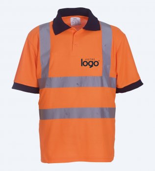 Polo haute visibilité orange fluo à personnaliser